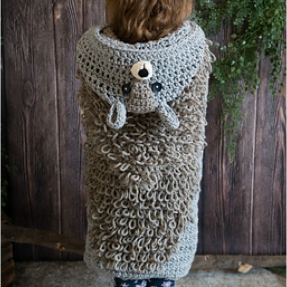HAND MADE Kids Crochet Animal Squirrel Hooded Throw Blanket
